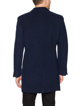 Calvin Klein Men's Single Breasted Wool Blend Overcoat Blue Size 50