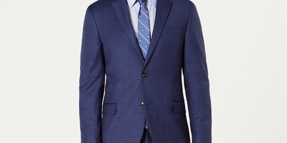 Tommy Hilfiger Men's Modern Fit Th Flex Stretch Wool Suit Blue Size 40L