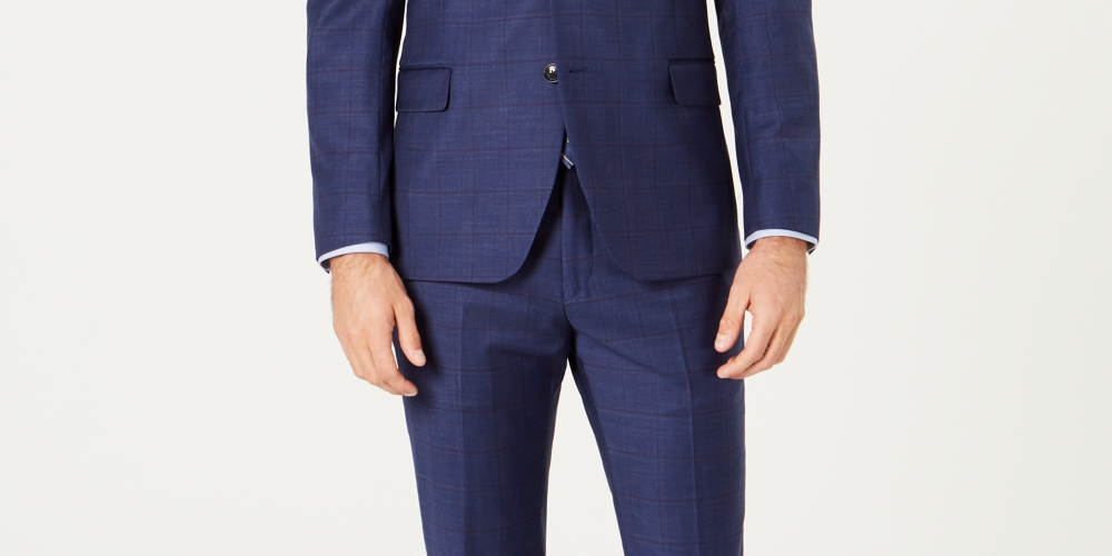 Tommy Hilfiger Men's Modern Fit Th Flex Stretch Wool Suit Blue Size 40L