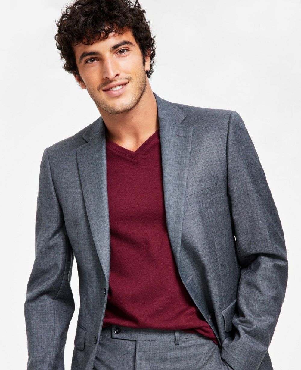 Calvin Klein Men's X Fit Slim Fit Stretch Suit Jackets Gray Size 36