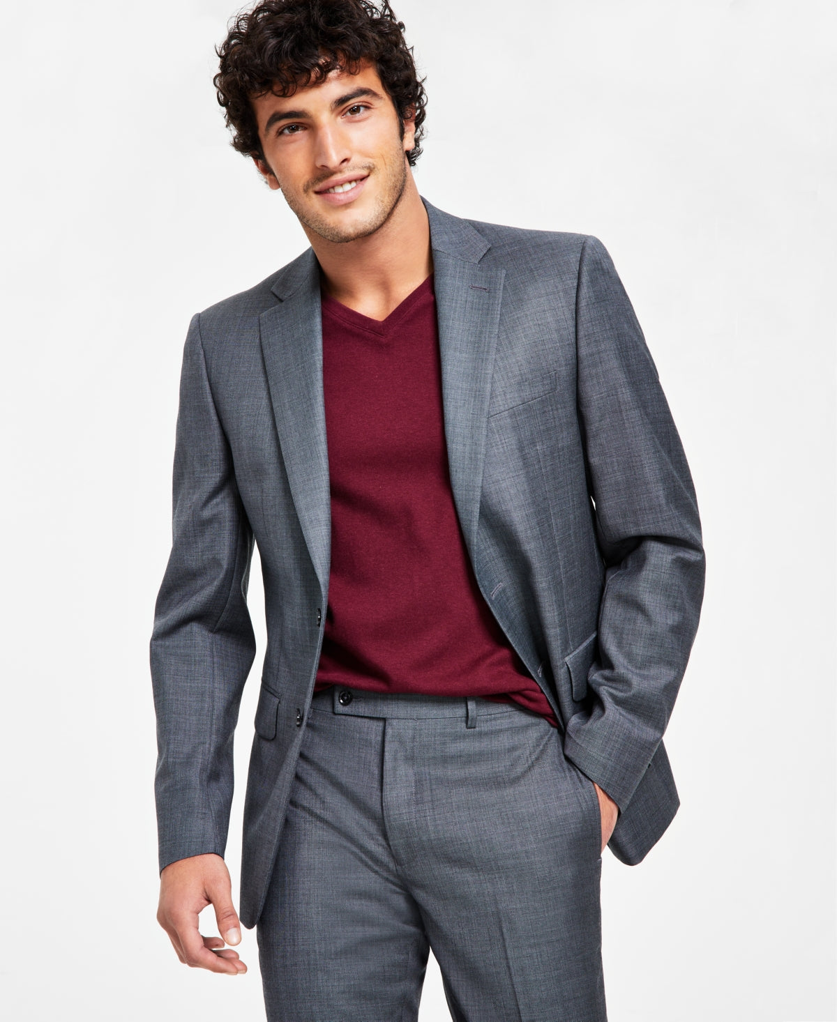 Calvin Klein Men's X Fit Slim Fit Stretch Suit Jackets Gray Size 38