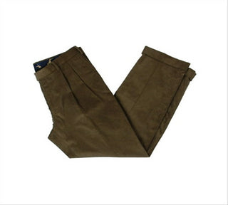 Ralph Lauren Men's Neil Pleated Velveteen Corduroy Pants Brown Size 32X32