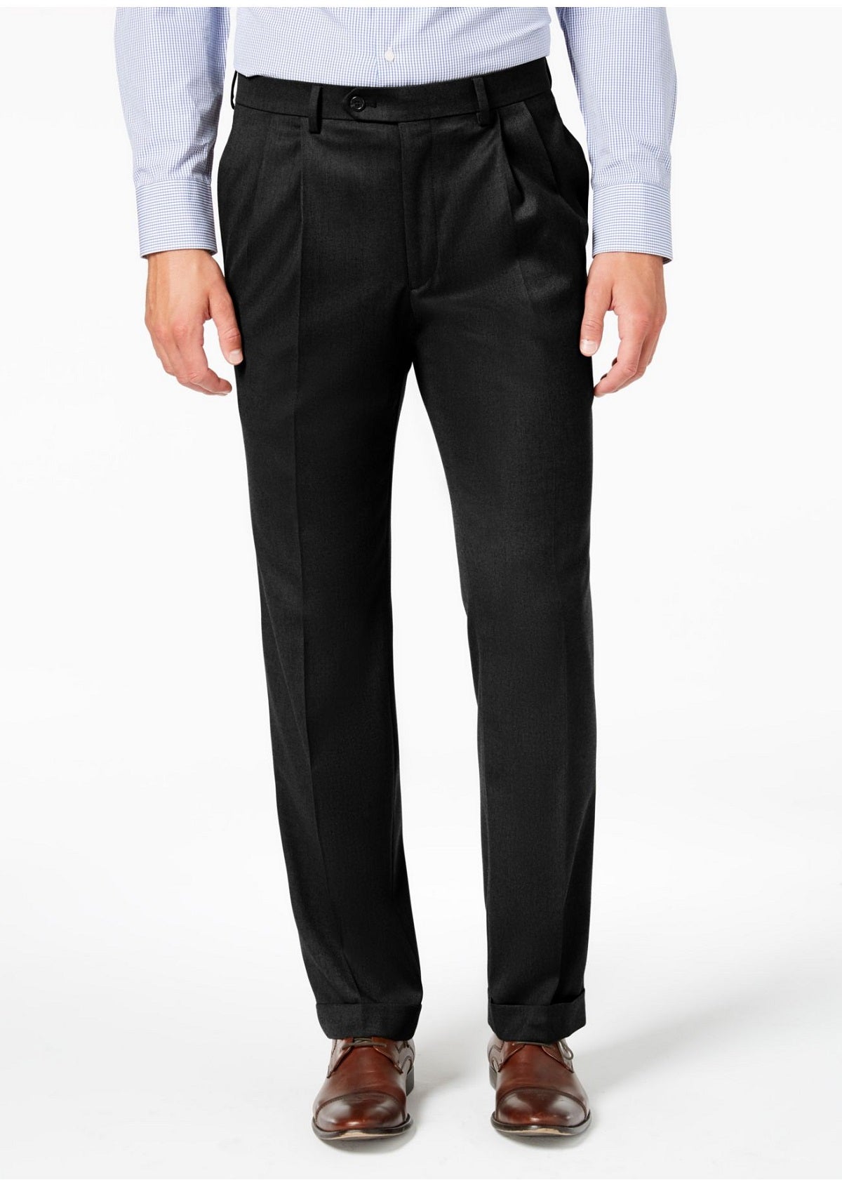 Ralph Lauren Men's Dress Pants Pleated Stretch Black Size 34X34