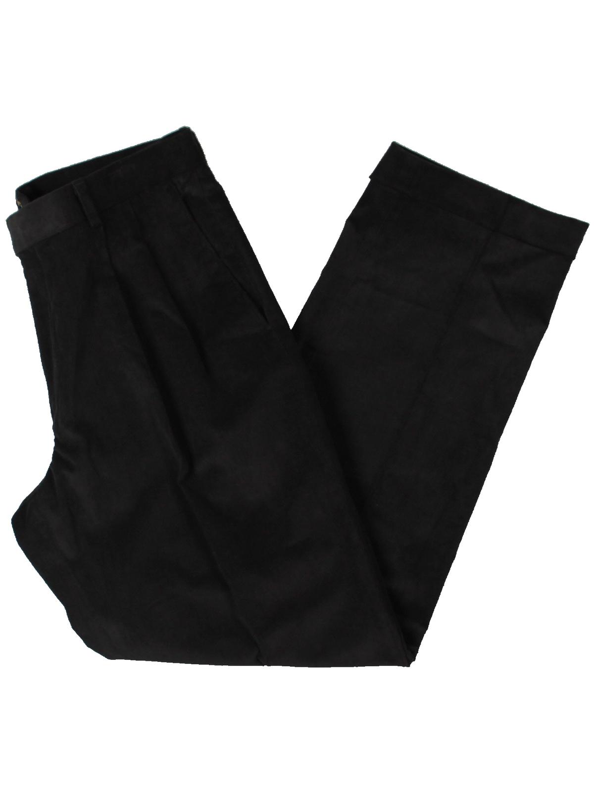 Ralph Lauren Men's Classic Regular Fit Corduroy Double Reverse Pleated Dress Pants -Black Size 32X34