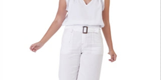 Black Tape Women's Cropped Utility Pants White Size Large