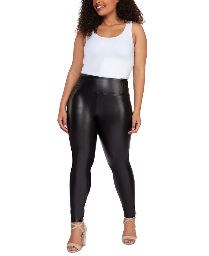 Black Tape Women's High Waisted Faux Leather Leggings Black Size