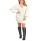 Black Tape Women's V Neck Sweater Dress White Size Small