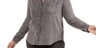 Black Tape Women's Button Up Shirt Gray Size 0X