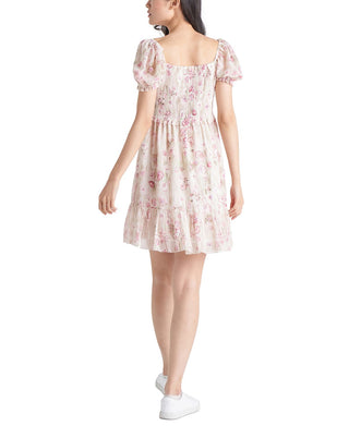 Black Tape Women's Smocked Tiered Dress Beige Size Medium