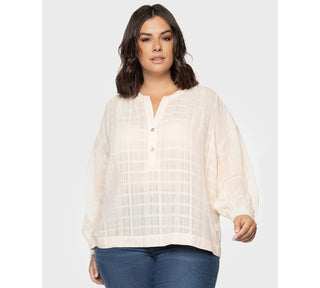 Black Tape Women's Cotton Printed Henley Pink Top Size 2X