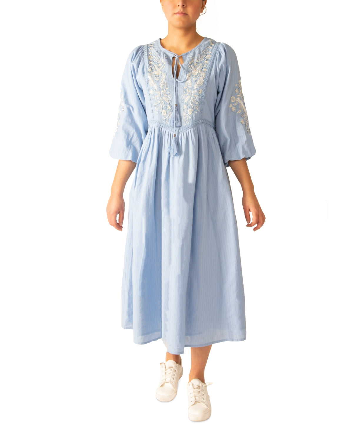 Black Tape Women's Cotton Embroidered Dress Blue Size Small