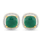4.40 Carat Dyed Emerald and White Diamond .925 Sterling Silver Earrings