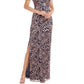 JS Collections Women's Flutter Sleeve Embroidered Gown Pink Size 6