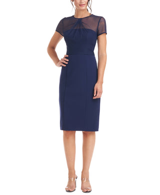 JS Collections Women's Illusion Sheath Dress Blue Size 10