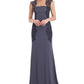 JS Collections Women's Jacylyn Lace Detail Mermaid Gown Gray Size 14