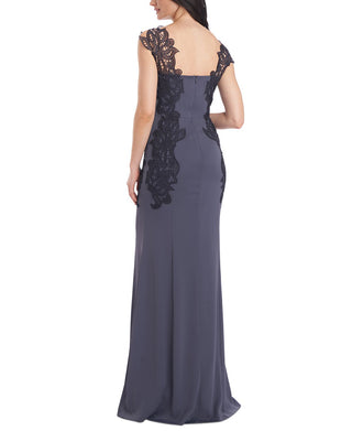 JS Collections Women's Jacylyn Lace Detail Mermaid Gown Gray Size 14