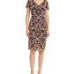 JS Collections Women's Nadia V Neck Embroidered Mesh Cocktail Dress Yellow Size 4
