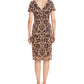 JS Collections Women's Nadia V Neck Embroidered Mesh Cocktail Dress Yellow Size 4
