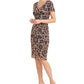 JS Collections Women's Nadia V Neck Embroidered Mesh Cocktail Dress Yellow Size 4