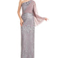 JS Collections Women's Amari One Shoulder Evening Gown Gray Size 14