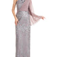 JS Collections Women's Amari One Shoulder Evening Gown Gray Size 16