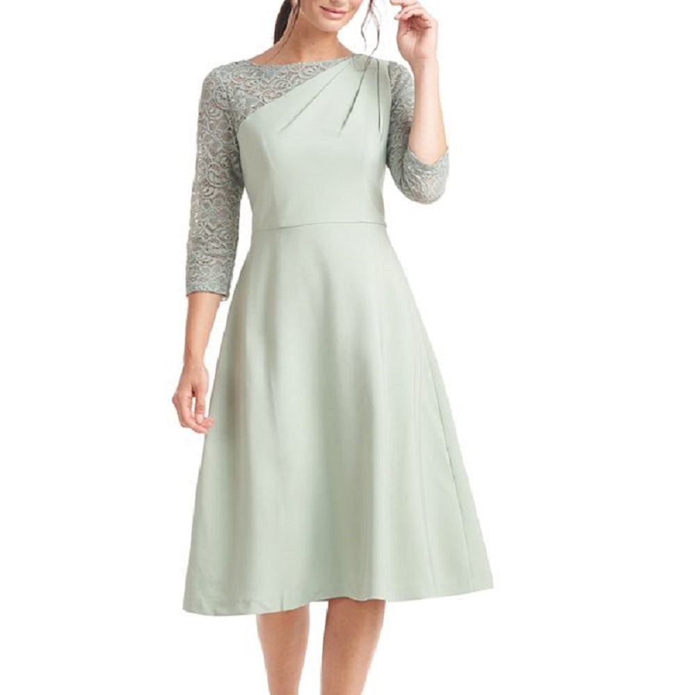 JS Collections Women's Rory Fit & Flare Midi Dress Green Size 4