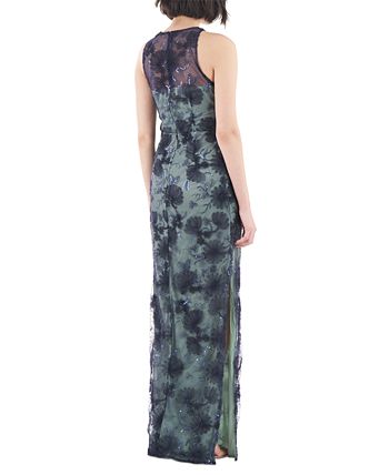 JS Collections Women's Applique Maxi Evening Dress Green Size 12