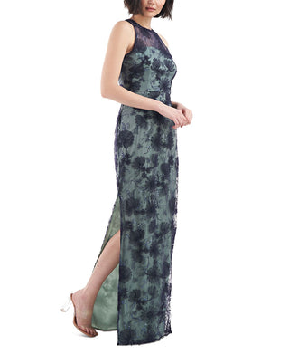 JS Collections Women's Applique Maxi Evening Dress Green Size 12