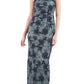 JS Collections Women's Sequin Floral Column Gown Blue Size 14