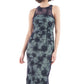 JS Collections Women's Sequin Floral Column Gown Blue Size 14