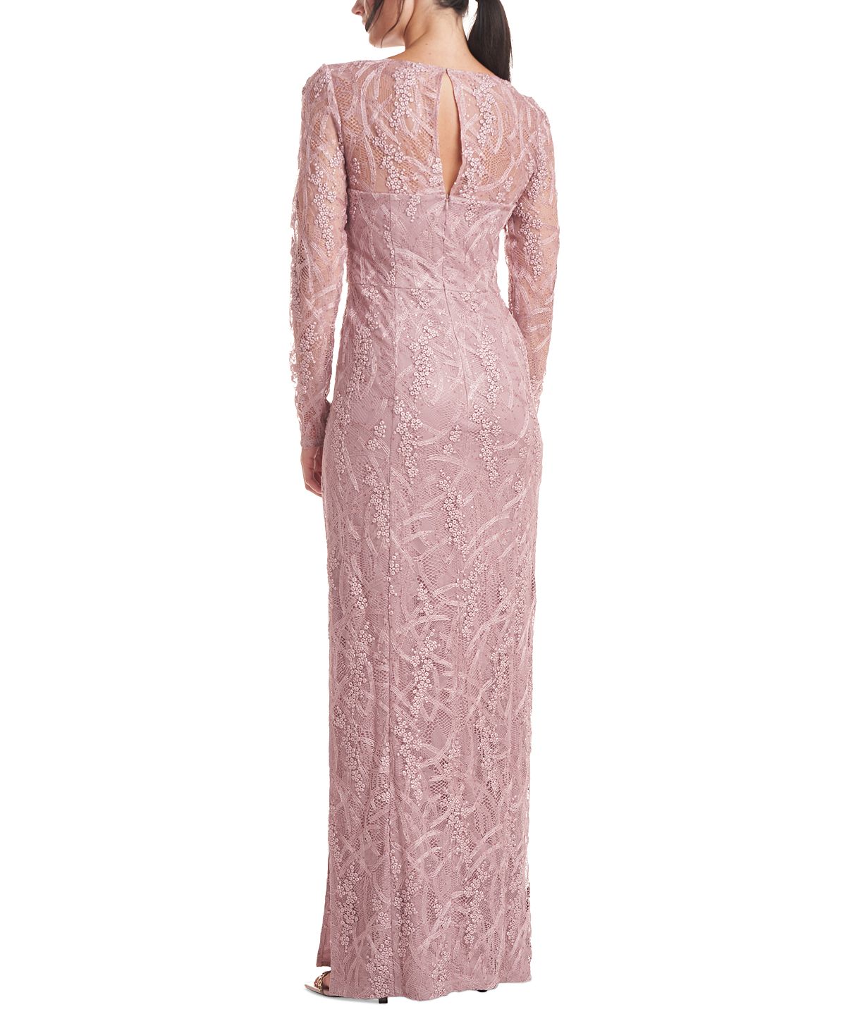 JS Collections Women's Giovanna Long Sleeve Column Evening Gown Pink Size 16