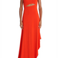 Halston Jersey Cascade Slit Gown, Size 4, Vermillion