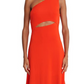 Halston Jersey Cascade Slit Gown, Size 4, Vermillion