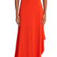 Halston Jersey Cascade Slit Gown, Size 4, Vermillion