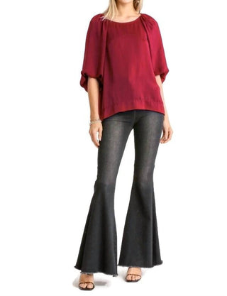 Umgee - Washed Satin Balloon Sleeve Top