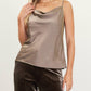 Skies Are Blue - Rhinestone Satin Cowl Neck Cami