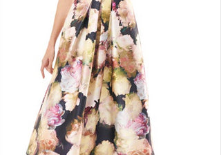 Kay Unger Perry Size 4 Floral Midi Dress in Marigold