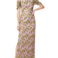 Js Collections Jemma Embroidered Cold Shoulder Column Gown In Amethyst/Chartreuse Size 2