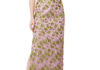 Js Collections Jemma Embroidered Cold Shoulder Column Gown In Amethyst/Chartreuse Size 2