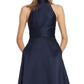 Ml Monique Women's Lhuiller High Neck Evening Gown Blue Size 4