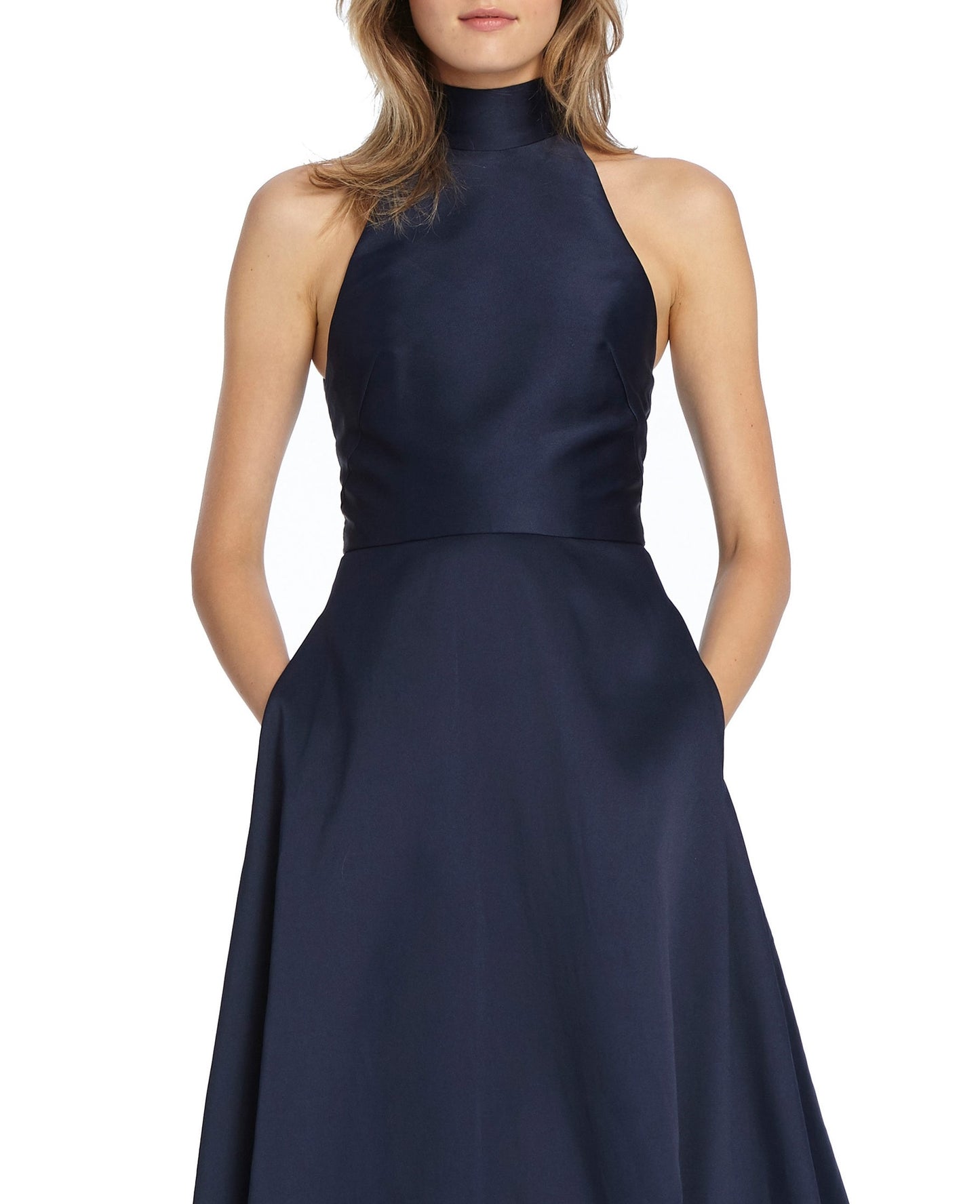 Ml Monique Women's Lhuiller High Neck Evening Gown Blue Size 4