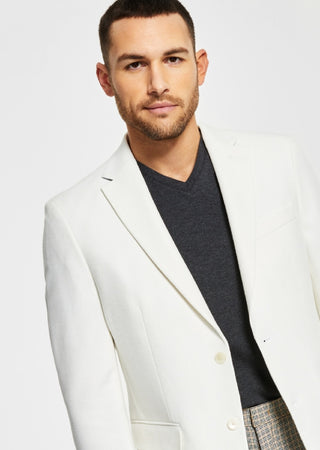 Tommy Hilfiger Men's Slim Fit Solid Weave Blazer White Size 44