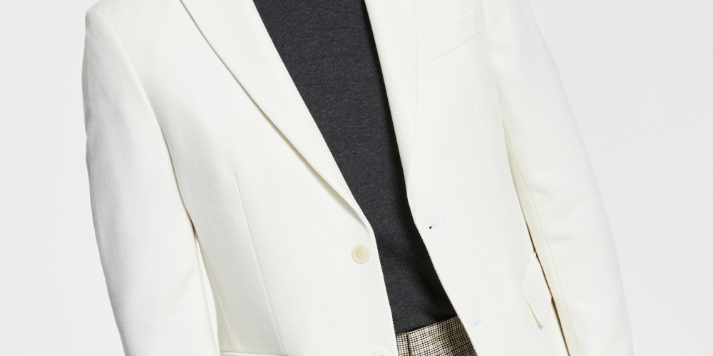 Tommy Hilfiger Men's Slim Fit Solid Weave Blazer White Size 46