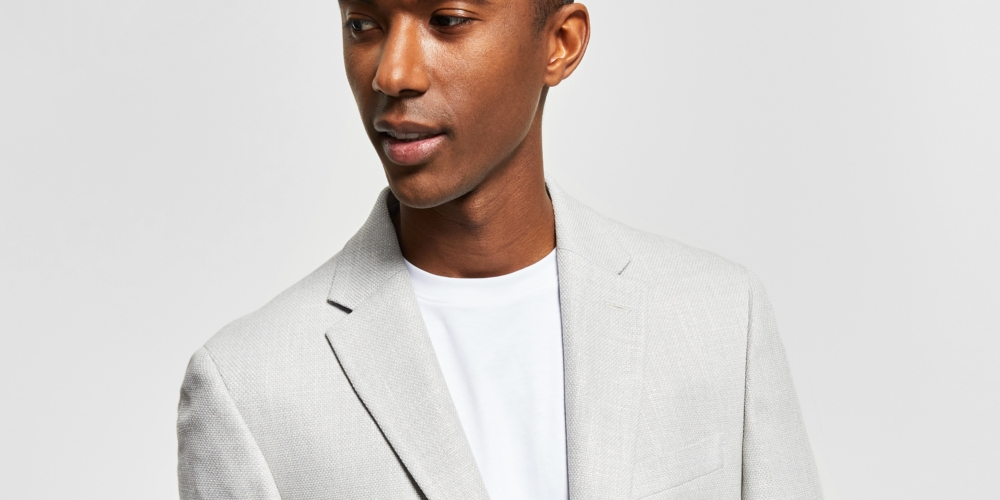 Tommy Hilfiger Men's Single Breasted Slim Fit Stretch Blazer Gray Size 40