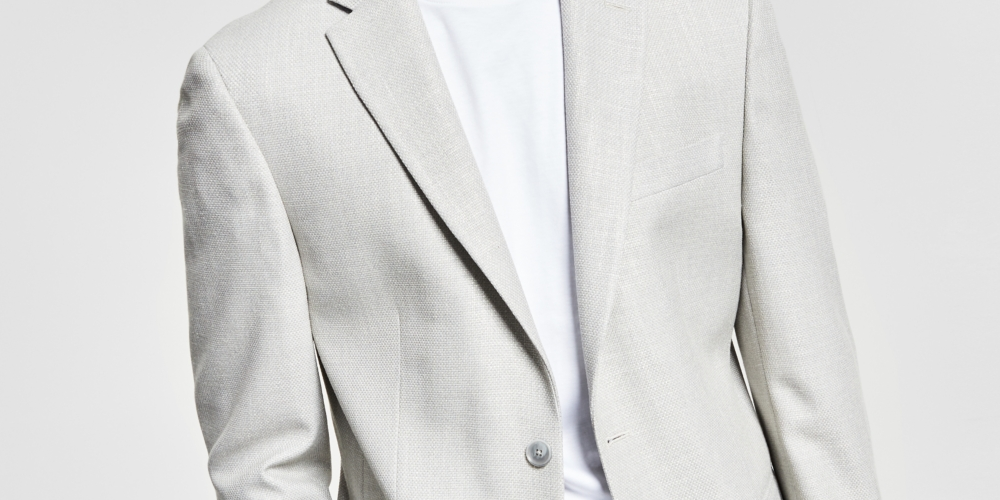 Tommy Hilfiger Men's Slim Fit Solid Weave Blazer Gray Size 44