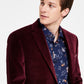Alfani Men's Slim Fit Solid Velvet Blazer Red Size 42