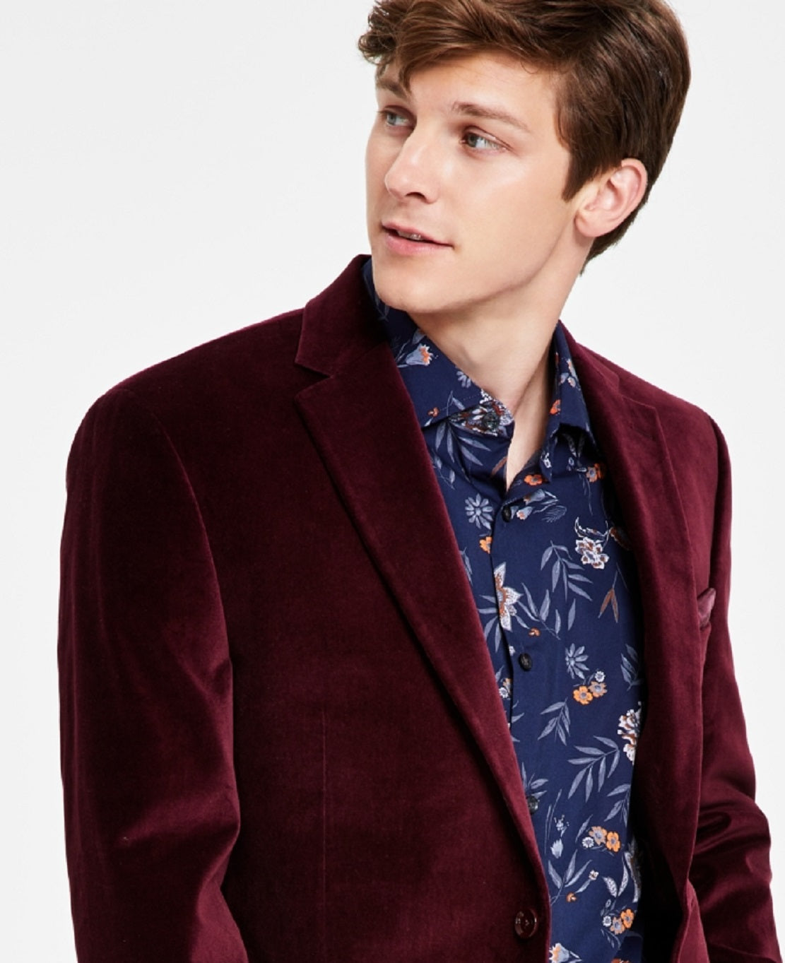 Alfani Men's Slim Fit Solid Velvet Blazer Red Size 42