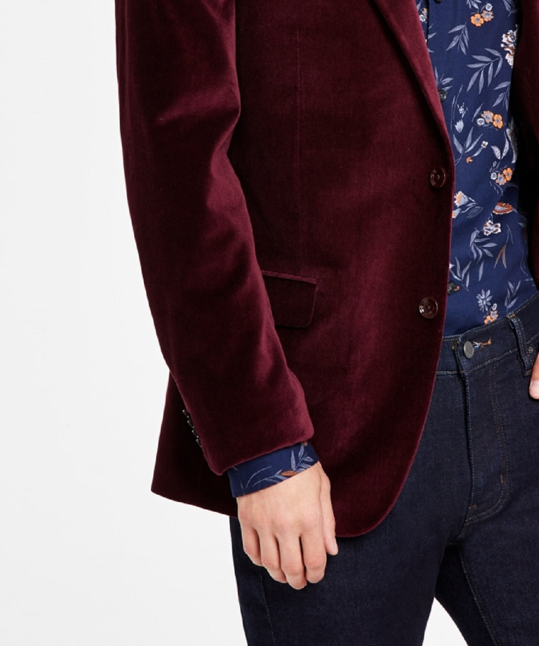 Alfani Men's Slim Fit Solid Velvet Blazer Red Size 42