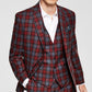 Bar III Men's Slim Fit RPlaid Suit Jacket Red Size 42