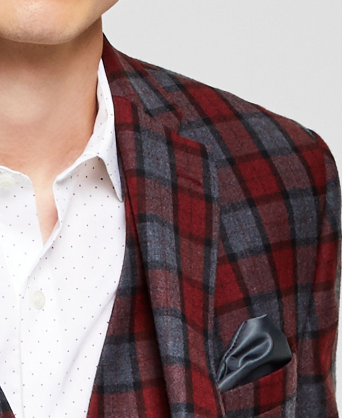 Bar III Men's Slim Fit RPlaid Suit Jacket Red Size 42